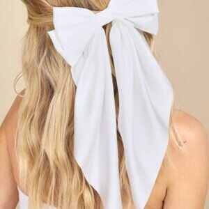 Lulus White Satin Bow Hair Clip